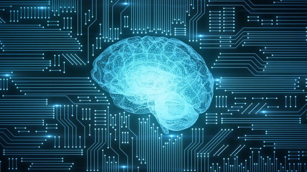 Artificial intelligence digital brain with circuit background